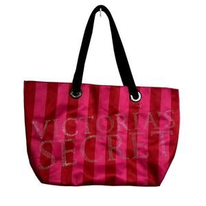 Victoria Secret Pink Red Satin Tote Bag